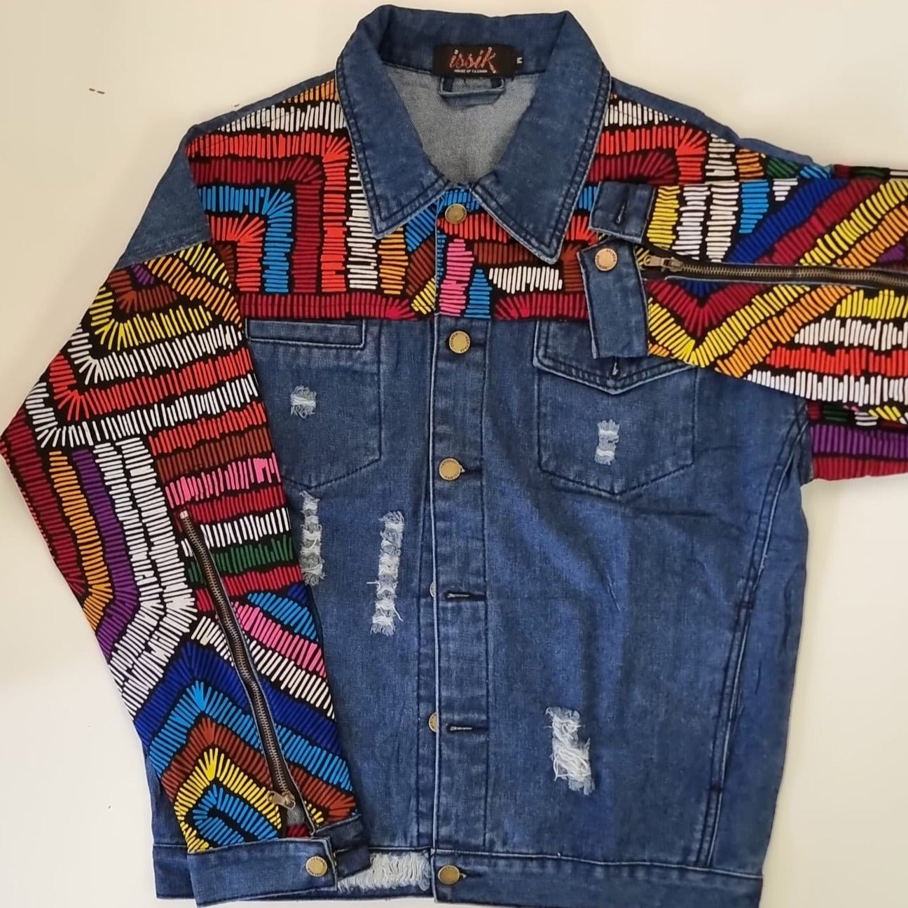 Multicolour Ankara Denim Jacket - House of Prints