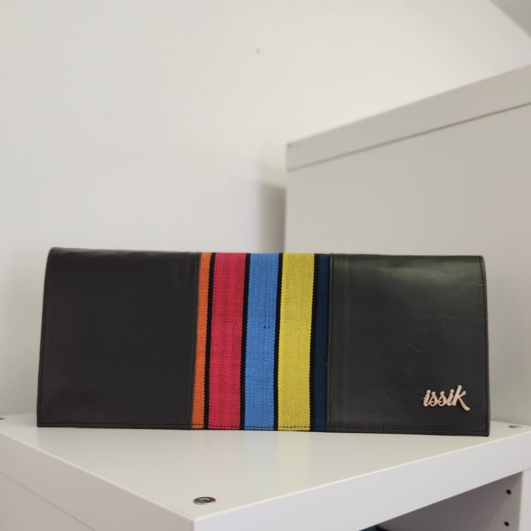 Multicolour Leather & Aso-Oke Clutch Purses - House of Prints