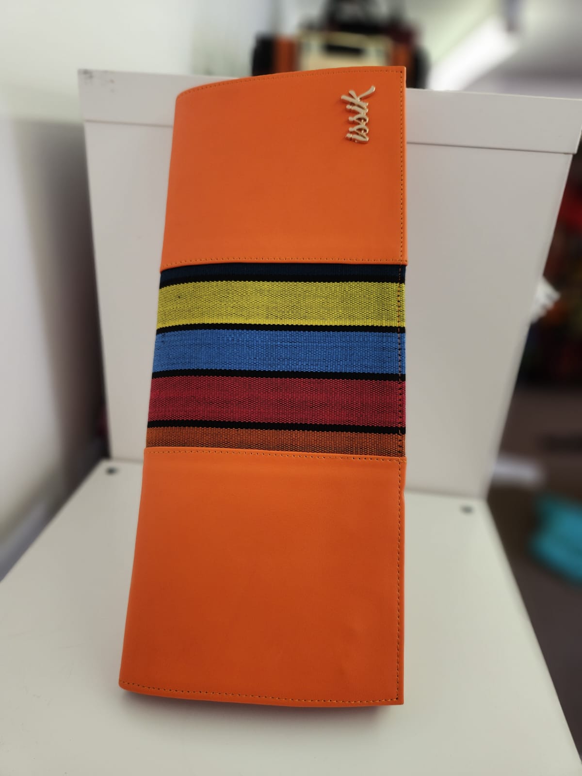 Multicolour Leather & Aso-Oke Clutch Purses - House of Prints