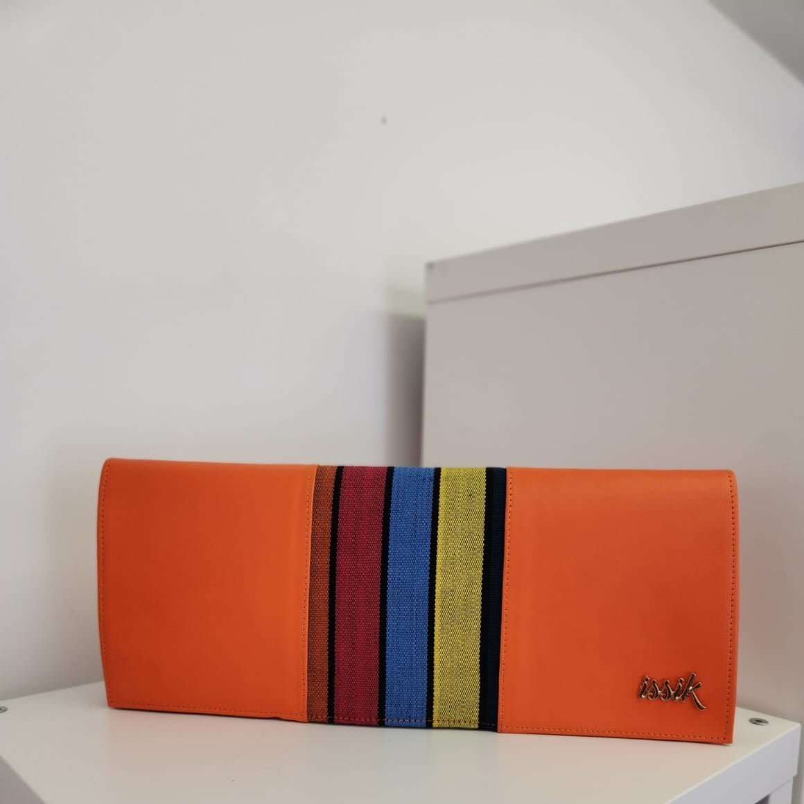 Multicolour Leather & Aso-Oke Clutch Purses - House of Prints