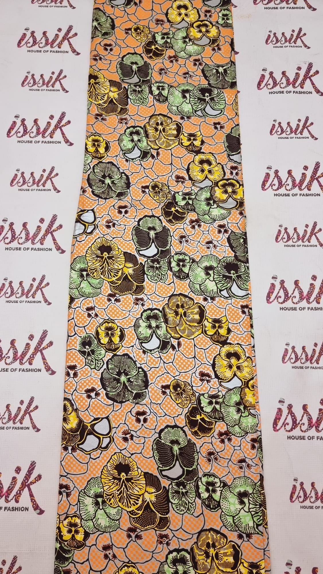 Peach & Green Embellished Gold Ankara - akgld026 - House of Prints