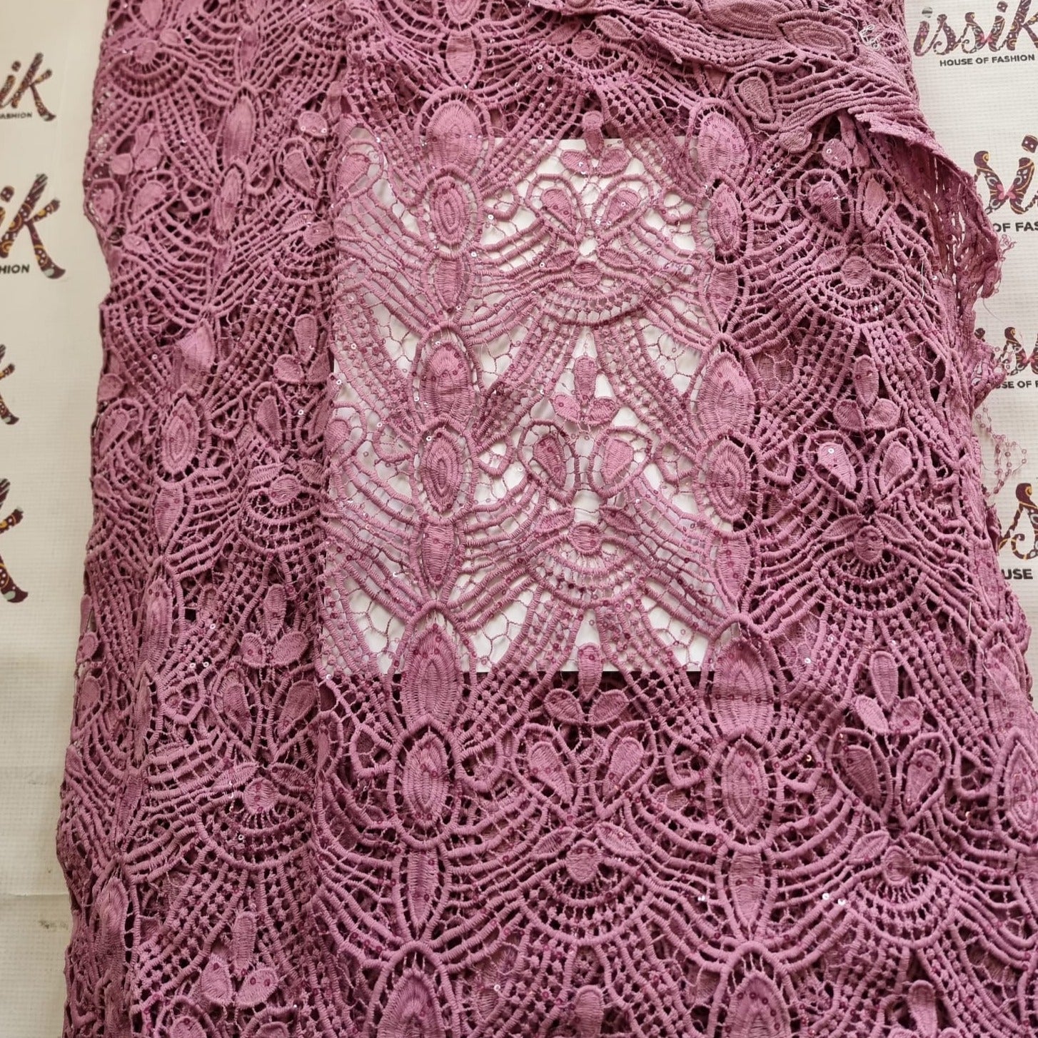 Pink African Cord Lace Fabric - House of Prints