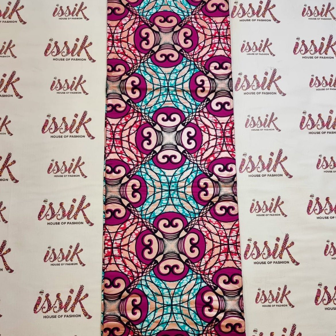 Pink & Blue Embellished Gold Ankara - akgld015 - House of Prints