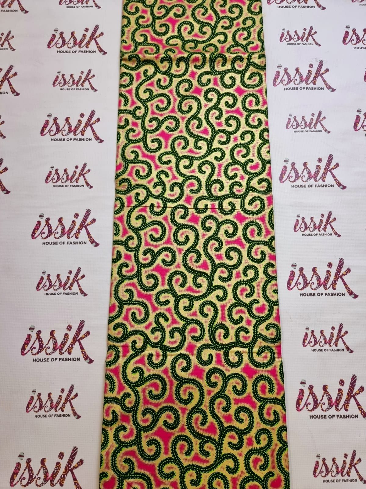 Pink & Green Embellished Gold Ankara - akgld022 - House of Prints