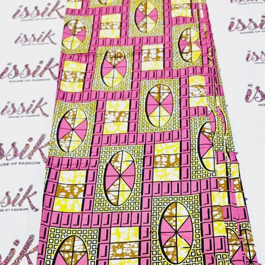 Pink & Yellow African Print Fabric - House of Prints