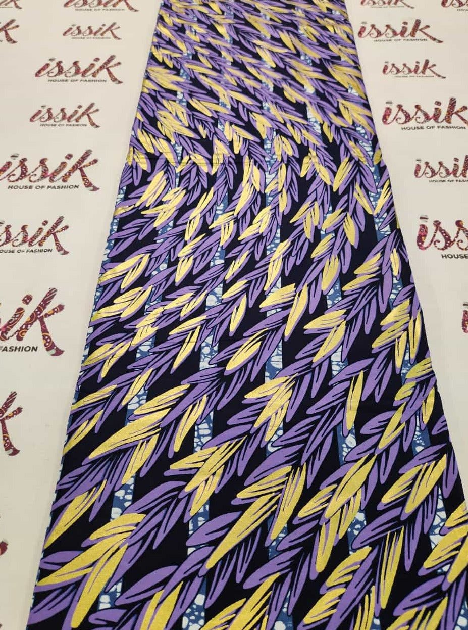 Purple, Gold & Black Embellished Gold Fabric. - House of Prints
