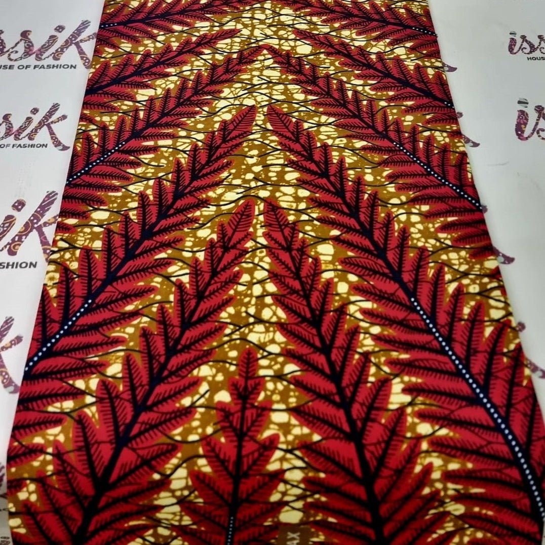 Red & Brown African Print Fabric - House of Prints