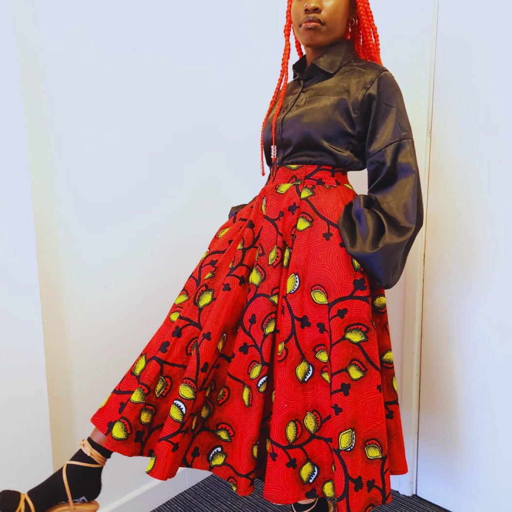 Red & Yellow Ankara Skirt - House of Prints