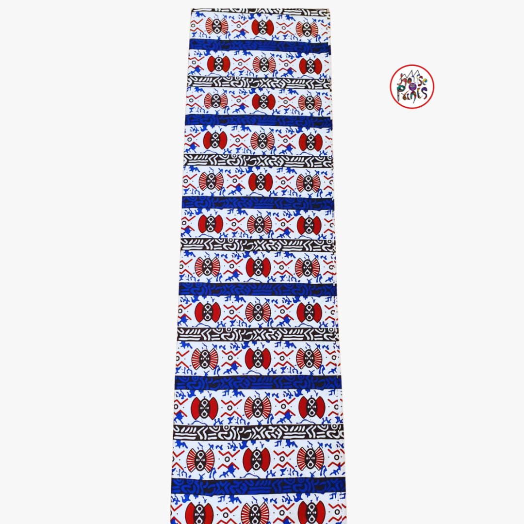 White & Blue Tribal Ankara Fabric - House of Prints