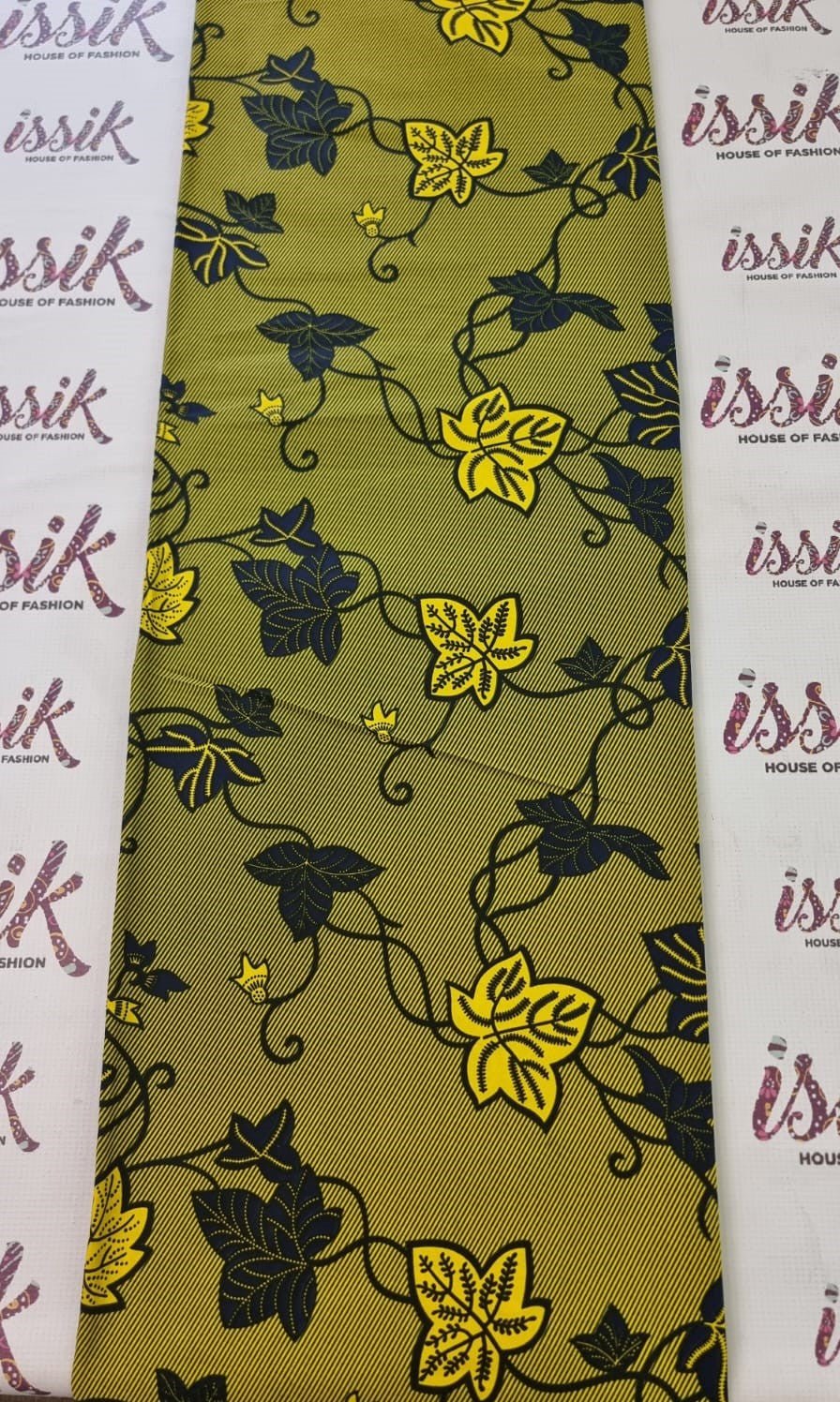 Yellow and Black African Print Fabric - House of Prints