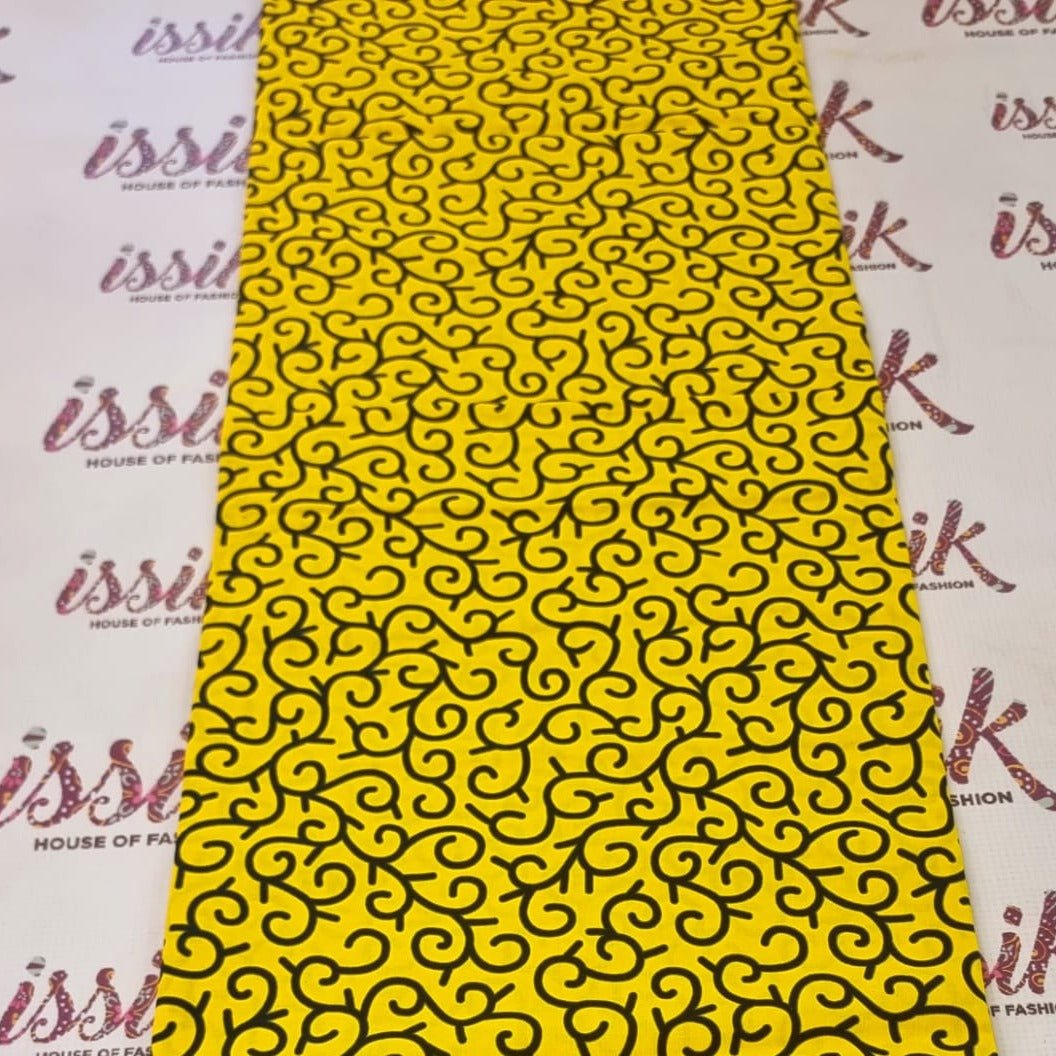 Yellow & Black African Print Fabric - House of Prints
