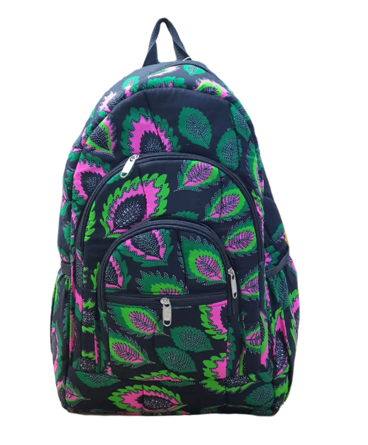 Black, Green & Pink Ankara Backpack