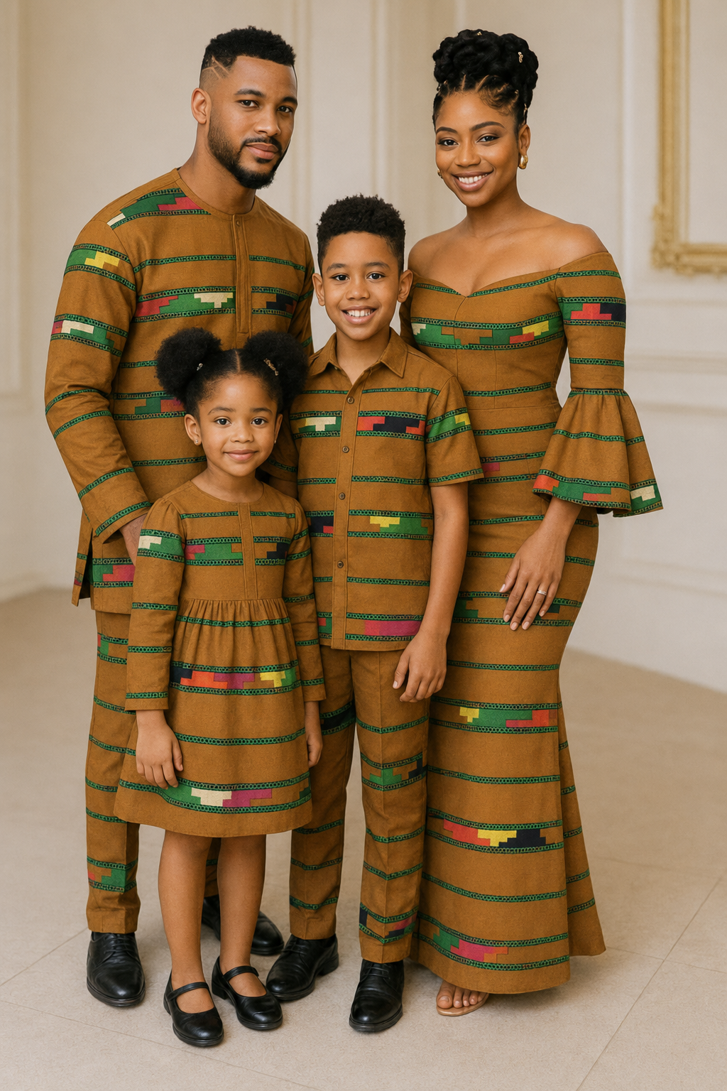 Golden Brown Kente Stripe African Wax Print Fabric