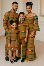 Golden Brown Kente Stripe African Wax Print Fabric