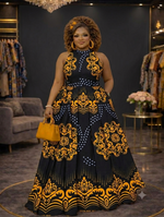 Black & Gold Baroque Floral Ankara Wax Print Fabric