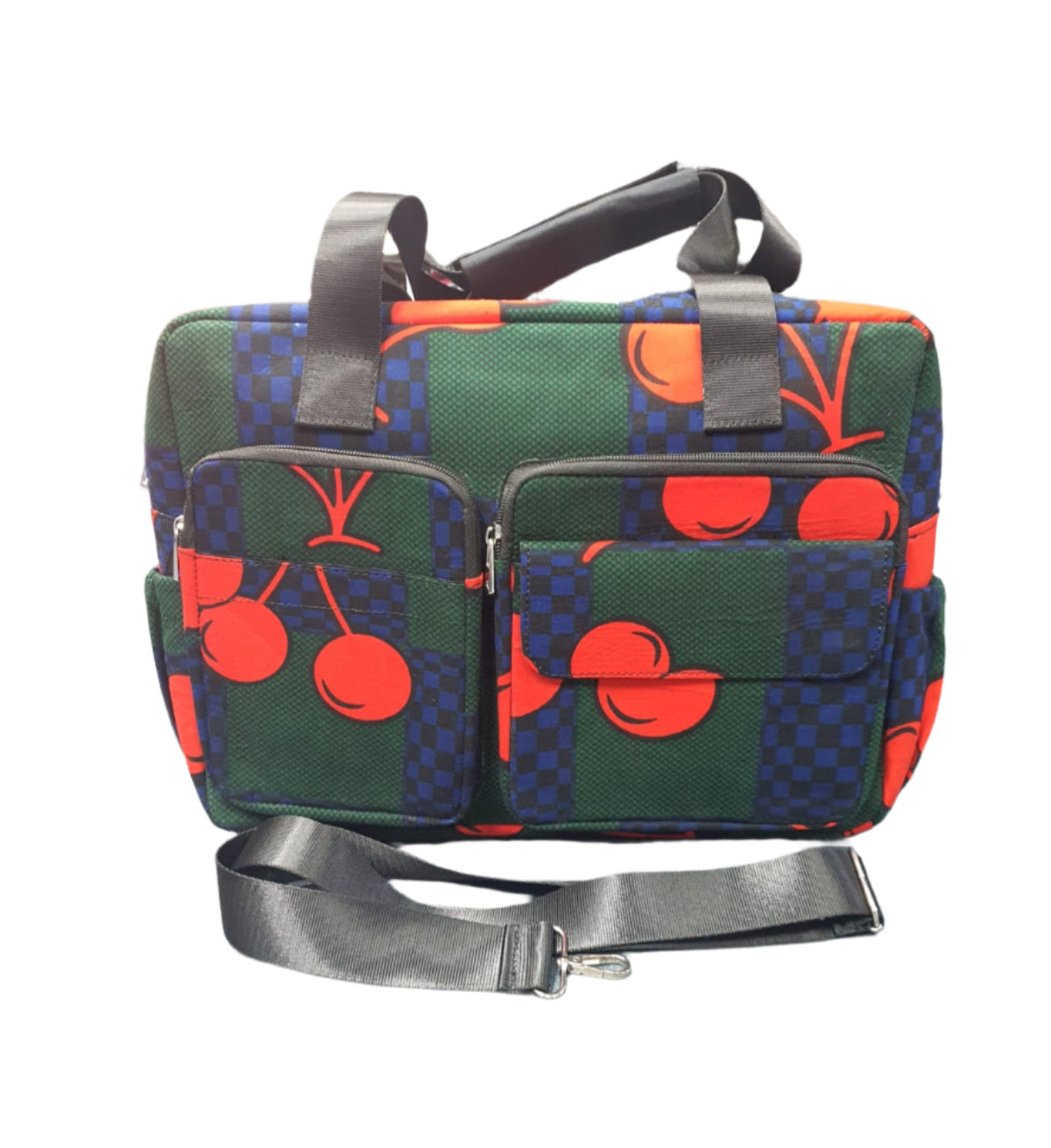 Green & Red African Print Nursing Bag