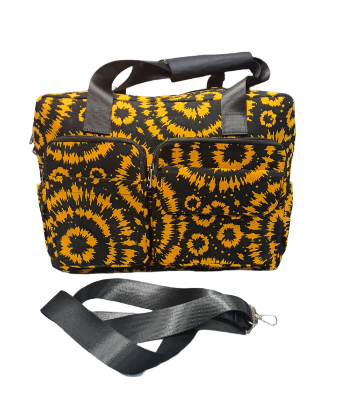 Orange & Black African Print Nursing Bag