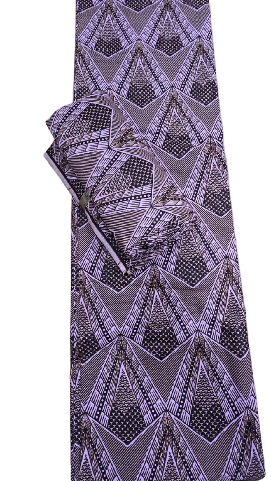 Purple patterned fabric on a white surface