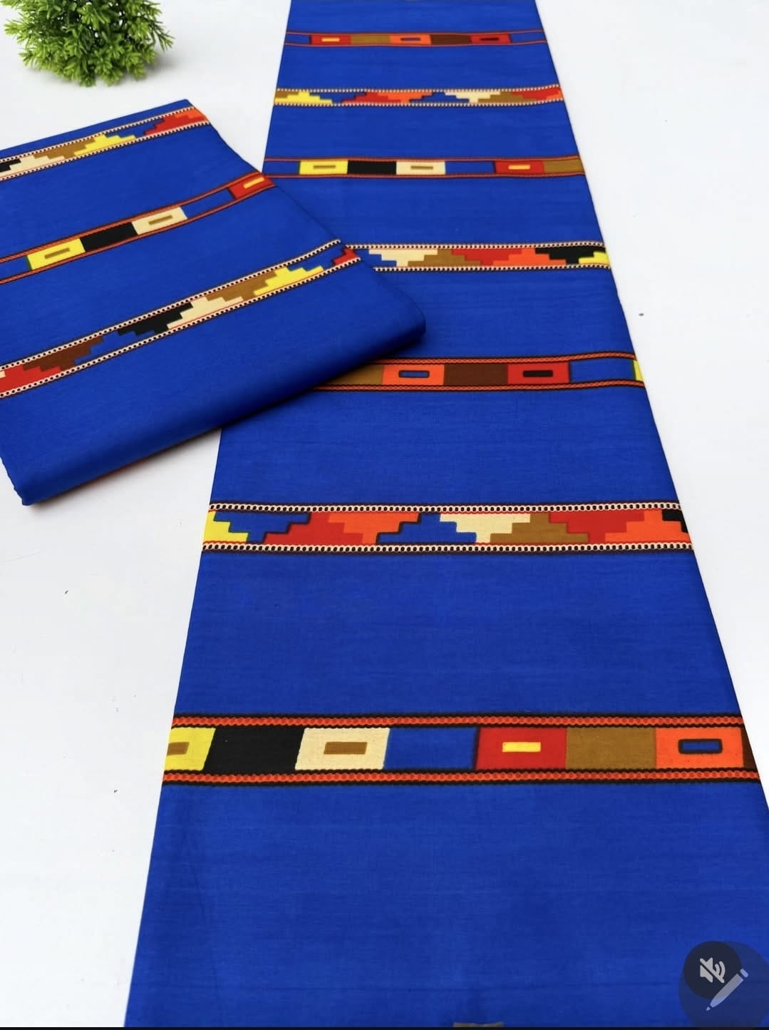 Royal Blue Kente Stripe African Wax Print Fabric