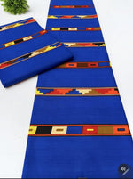 Royal Blue Kente Stripe African Wax Print Fabric