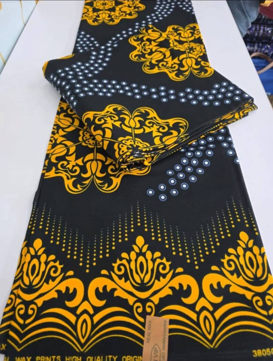 Black & Gold Baroque Floral Ankara Wax Print Fabric