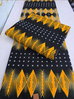 Black & Gold Geometric Zigzag Ankara Wax Print Fabric