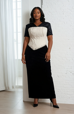 Two-Tone Velvet Maxi Dress