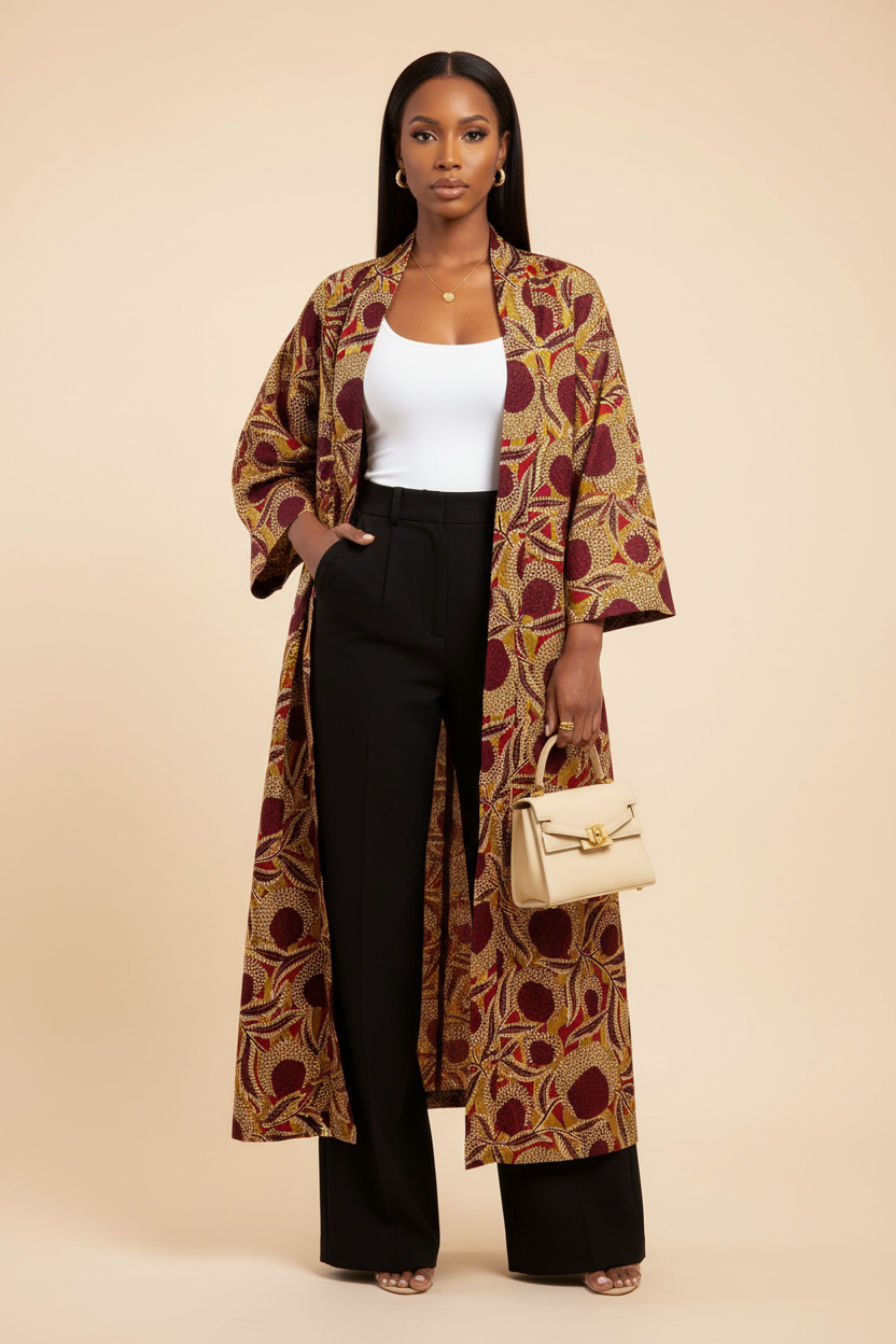 Ankara Kimono - Mixed Race Model Luxurious Editorial Look