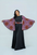 Black dress with pink floral Ankara sleeves and sash