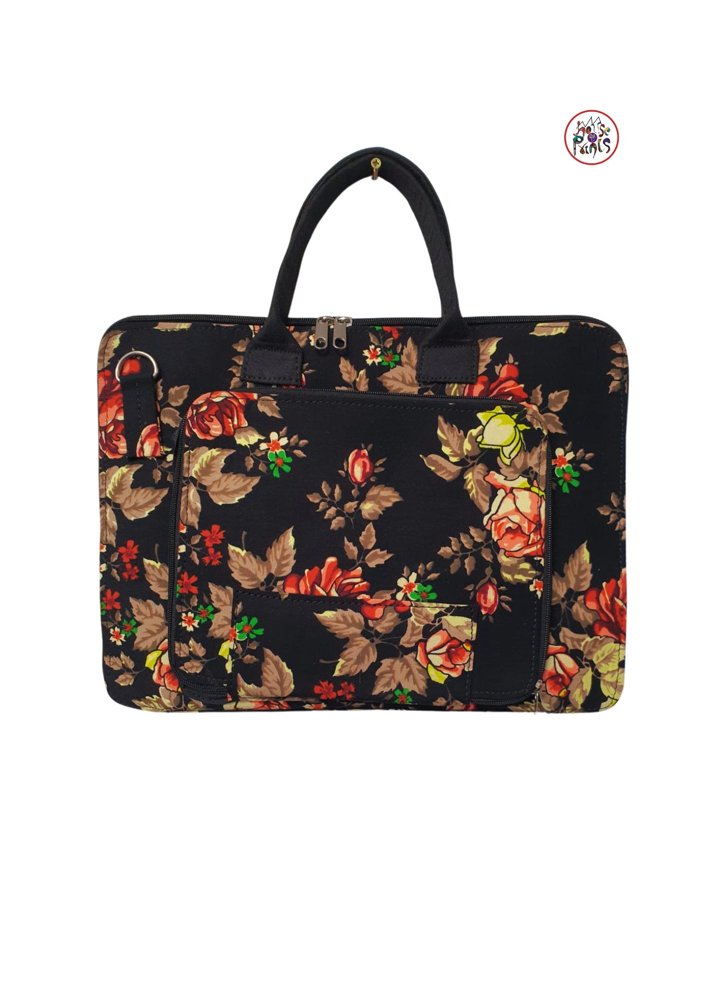 Black Floral Print Ankara Laptop bag - House of Prints