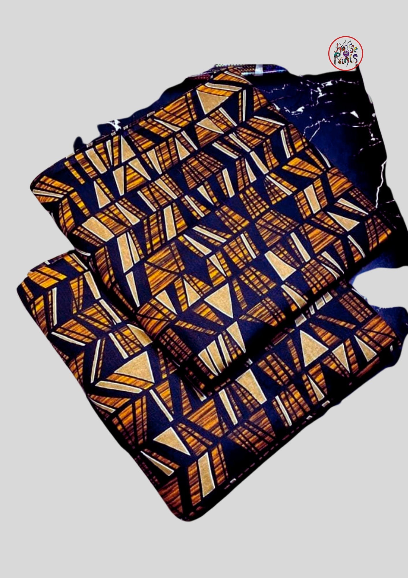 Black & Gold Tribal Pattern Ankara Fabric - House of Prints