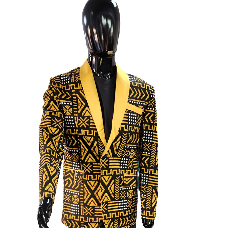 Black & Gold Tribal Print Men's Blazer - House of Prints