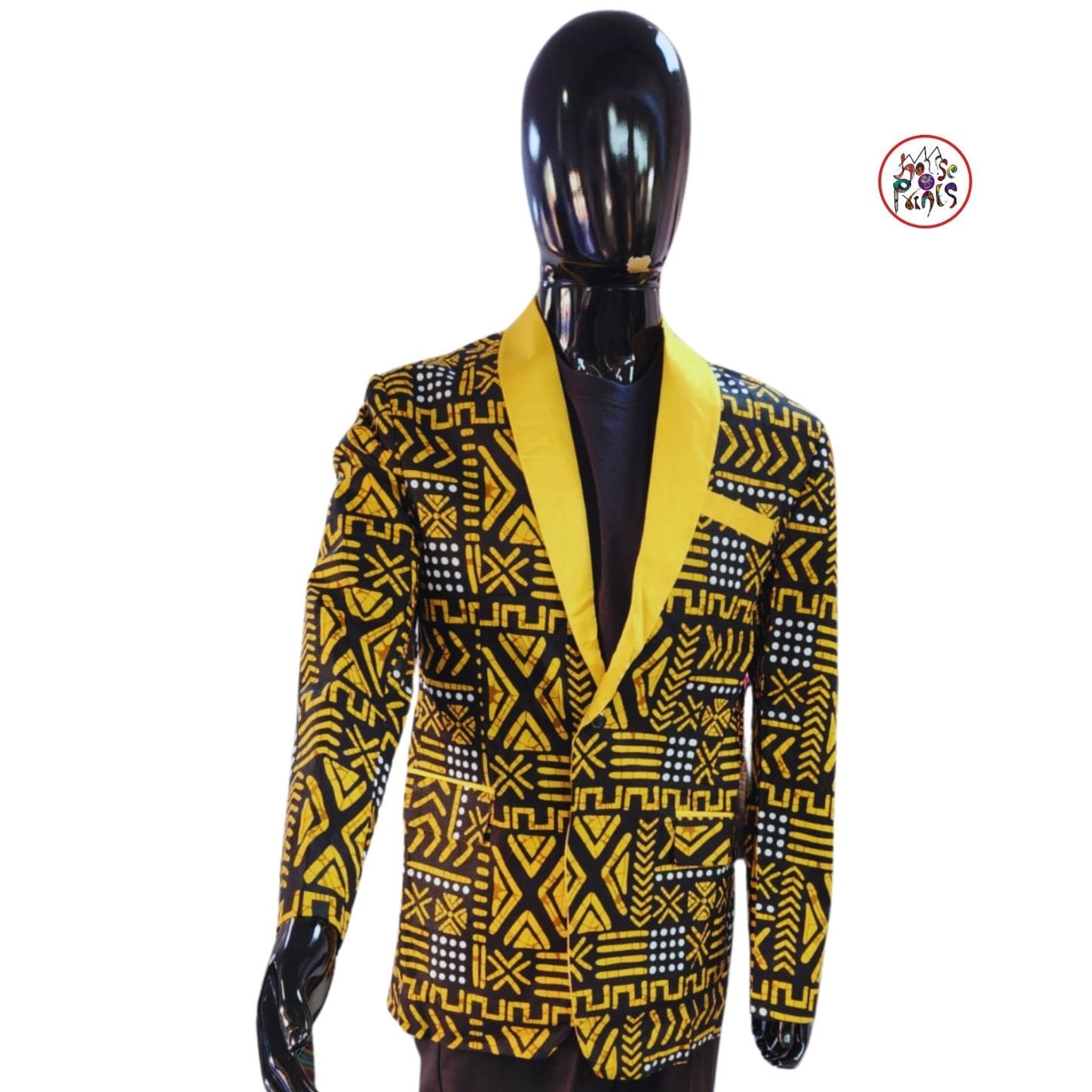 Black & Gold Tribal Print Men's Blazer - House of Prints