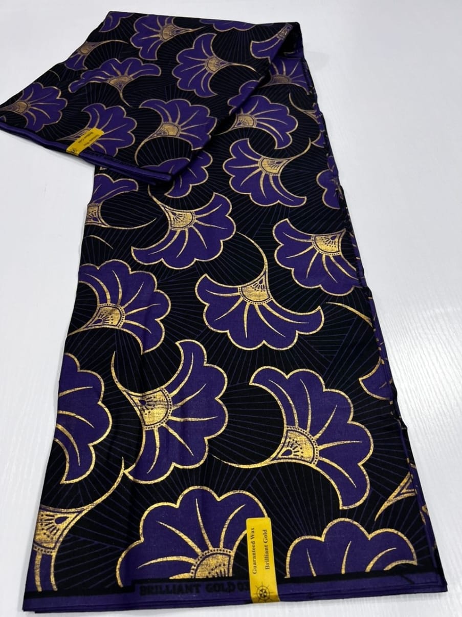 Black, Purple & Gold Ankara Fabric - House of Prints