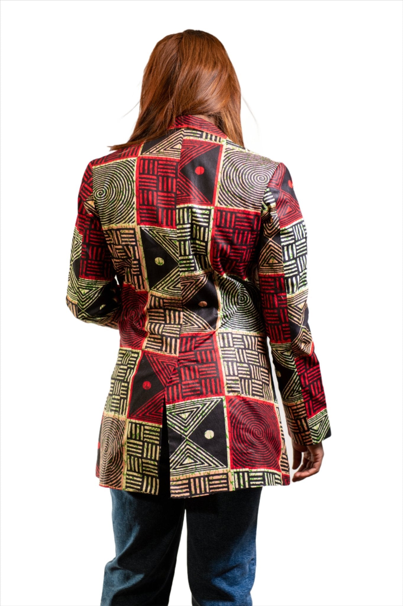 Black & Red Ladies Ankara Fabric Blazer - House of Prints