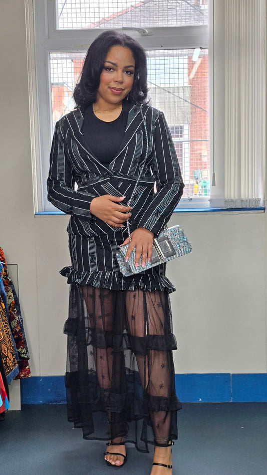 Black & White Skirt Suit - House of Prints