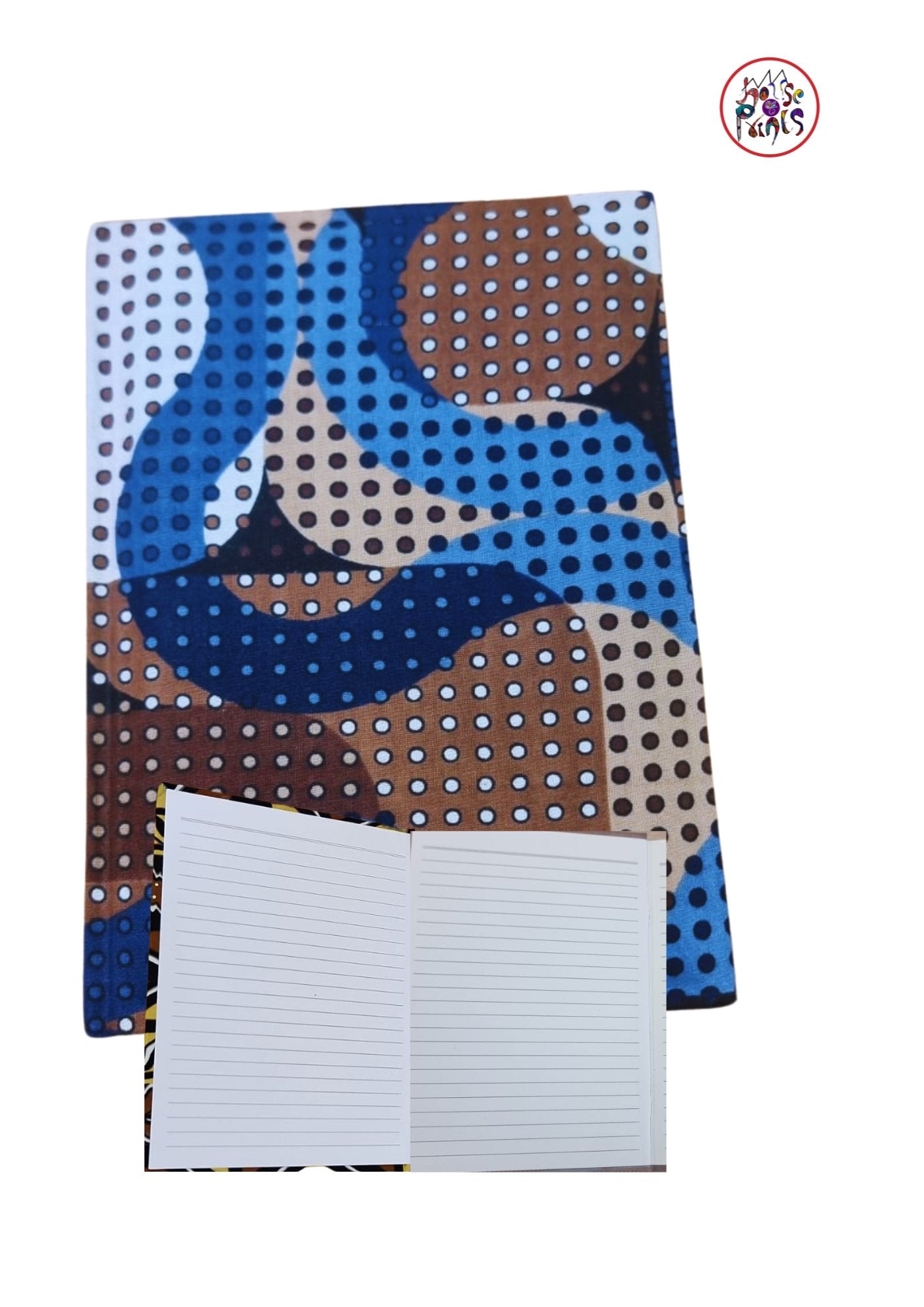 Blue & Cholate Ankara Fabric Notebook - House of Prints