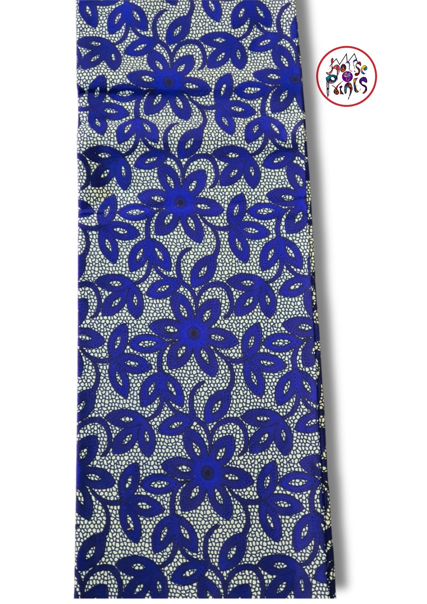 Blue Floral Pattern Ankara Fabric - House of Prints