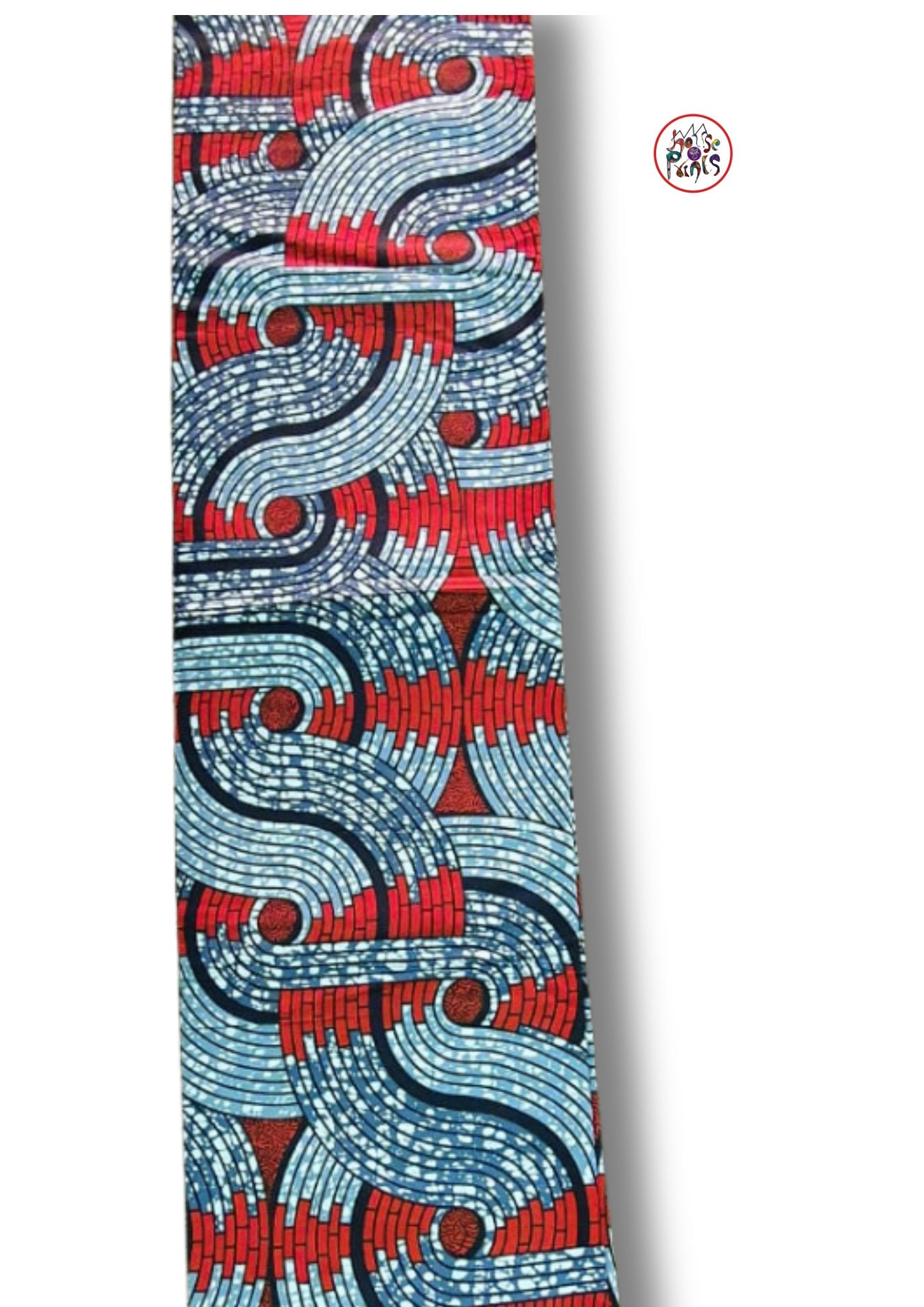Blue-Grey & Red Ankara Fabric - House of Prints