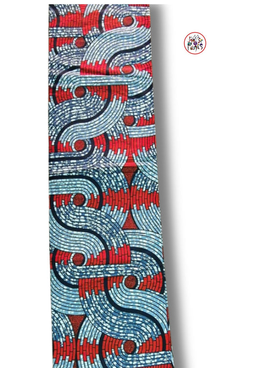 Blue-Grey & Red Ankara Fabric - House of Prints