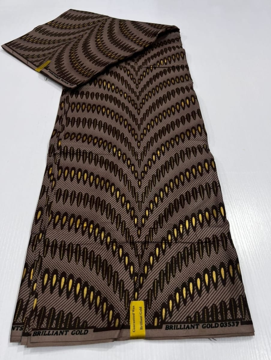 Brown & Gold Ankara Fabric (dotted) - House of Prints
