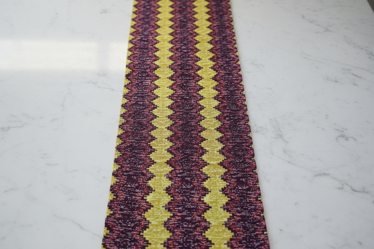 Burgundy & Chartreuse Zigzag Ankara Wax Print Fabric