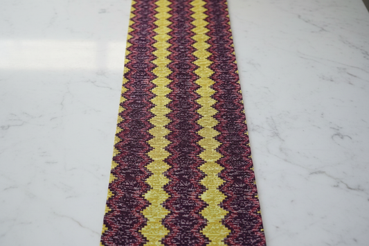 Burgundy & Chartreuse Zigzag Ankara Wax Print Fabric