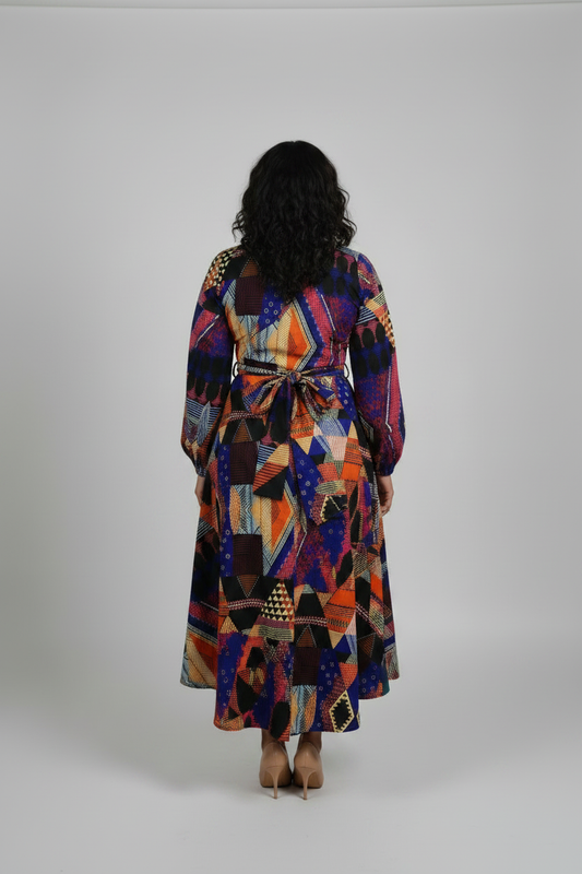 Curvier Model with Back Tie Wrap Dress