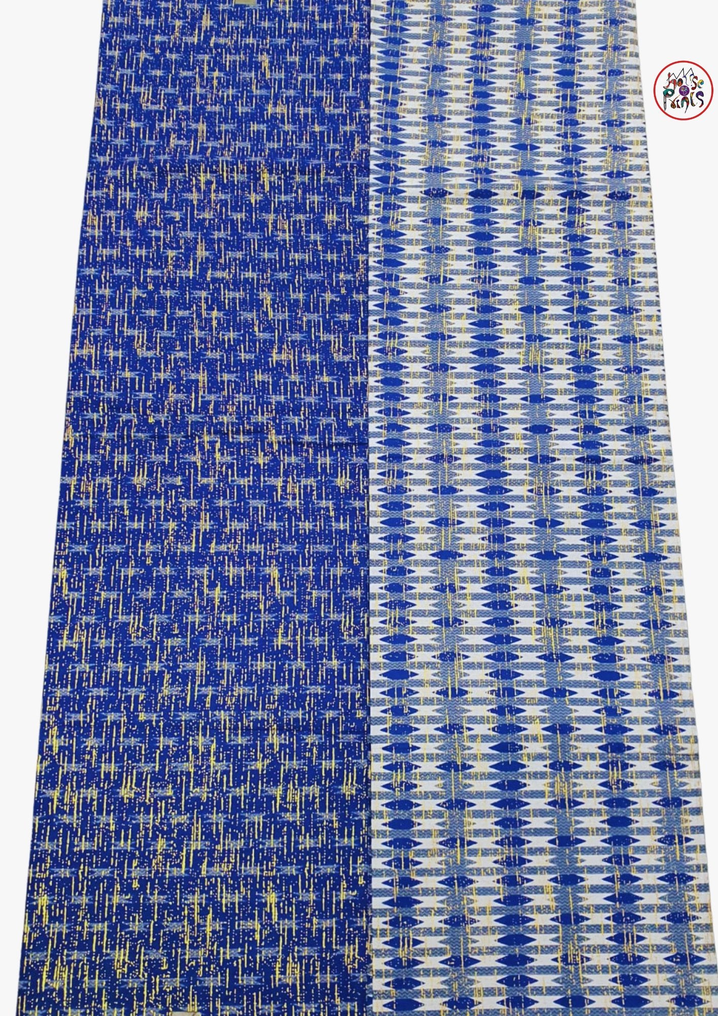 Embellished Blue & Grey Kente Gold Set - House of Prints