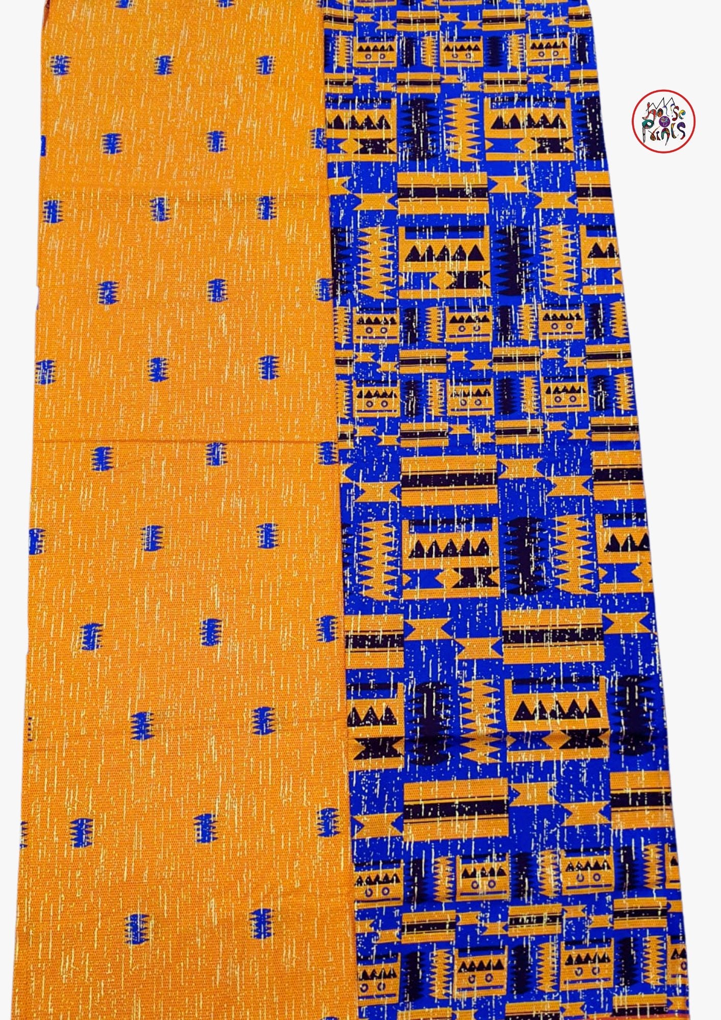 Embellished Blue & Orange Kente Gold Set - House of Prints