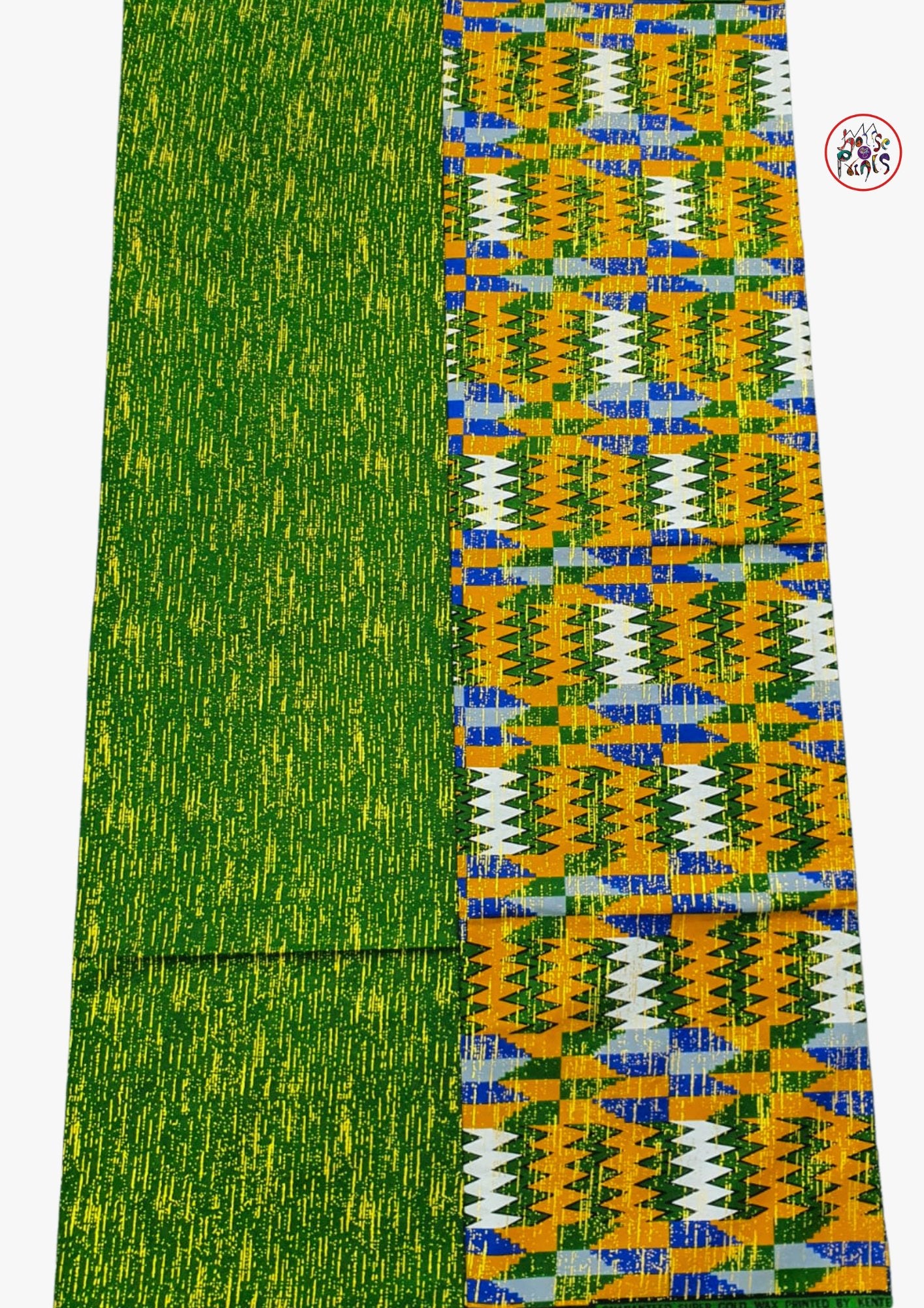 Embellished Leaf Green & Orange Kente Gold Set - House of Prints