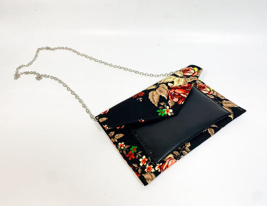 Flat Ankara Cross Body Bag (Leather Front) - House of Prints