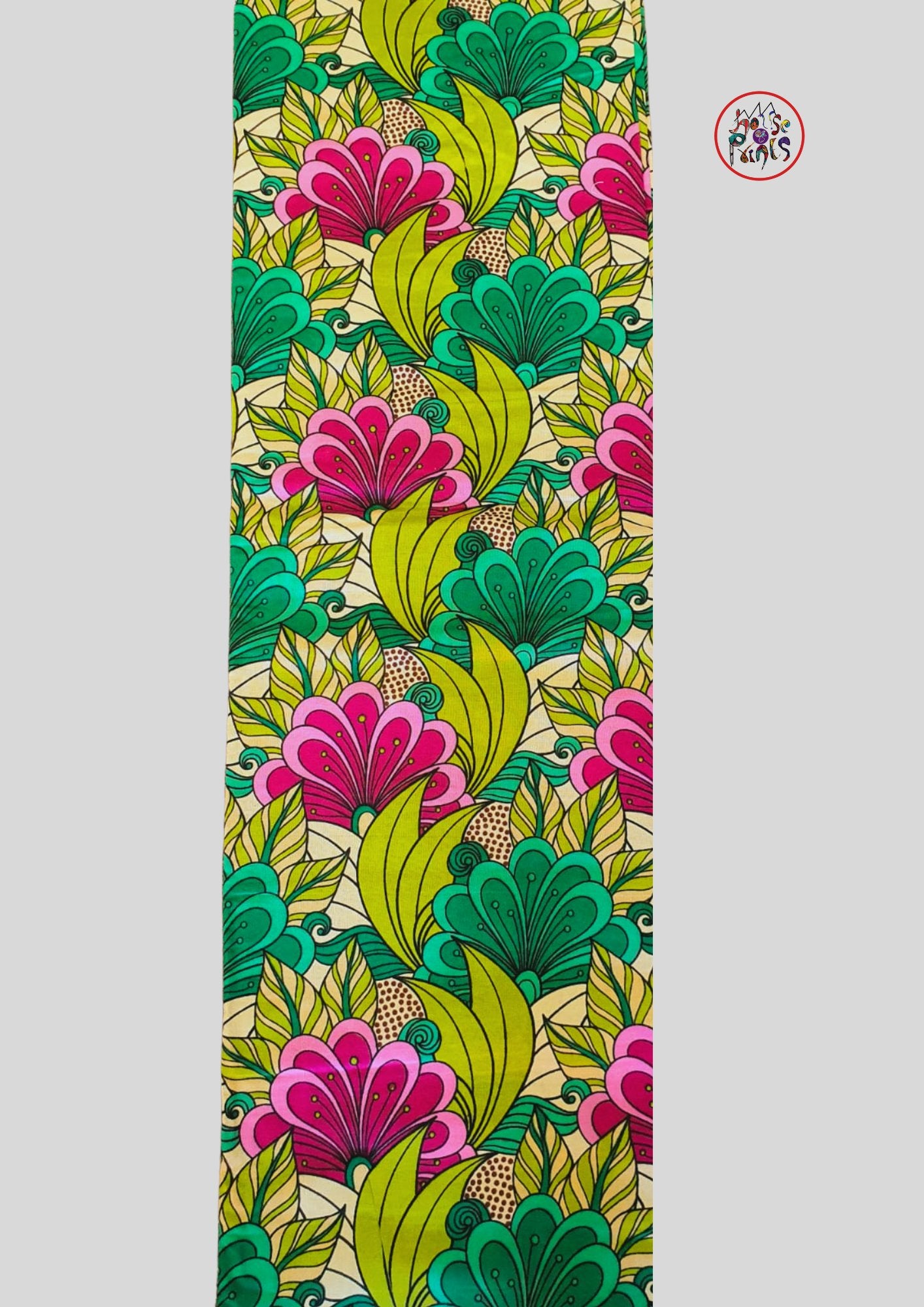 Green and Pink Floral Pattern Ankara Fabric - House of Prints