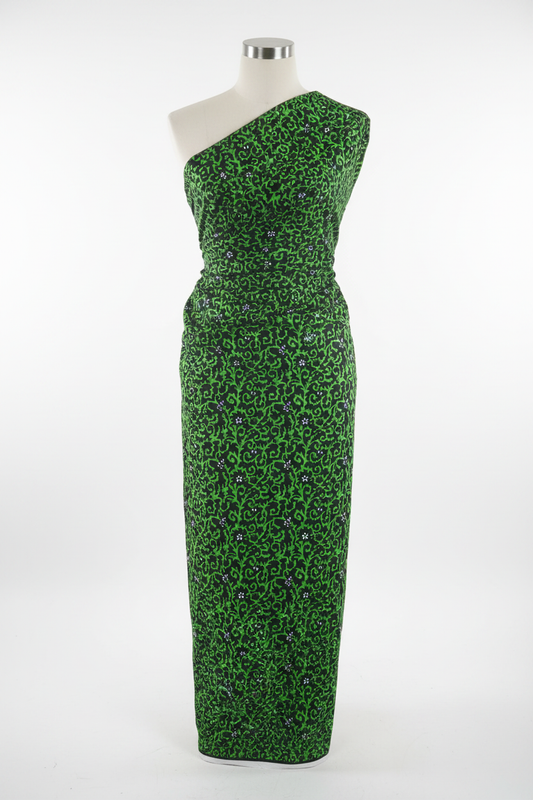 Green Floral Vine Ankara Fabric on Mannequin